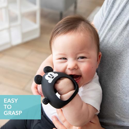 Image of Bumkins Disney Baby Silicone Undroppable Teething Mitt, Freezer Toy Teether Keys, Soft Flexible Platinum Silicone Pacifier to Chew, Cool Teether Gum Relief, Essentials Babies 3 Months, Mickey Mouse