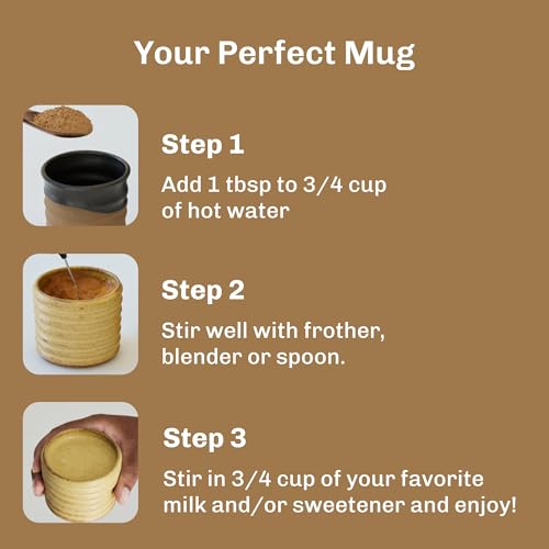 MUD\WTR Turmeric Decaf Mushroom Drink | Zero Caffeine | USDA Organic Mushroom Coffee Alternative | USA Grown | Focus & Immunity Support | Lion's Mane, Chaga, Reishi, Cordyceps | 30 Servings