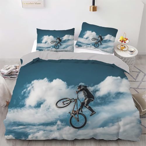 Funda Nordica Cama 105 Bicicleta de Montaña 3D Impresión Funda de Edredón Motocicleta Microfibra Suave Transpirable Funda Nórdica 200x200 cm con 2 Fundas de Almohada 50x75cm e.1966