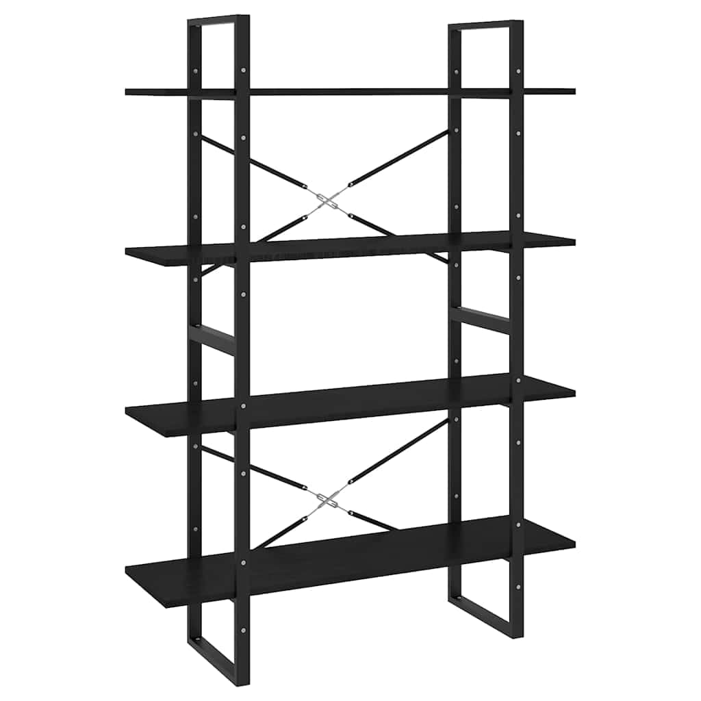 Hothingwell Bibliothèque 4 Niveaux Noir 100x30x140 cm Bois de Pin Massif
