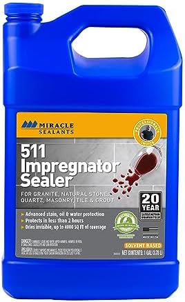 Miracle Sealants 511 Impregnator Advanced Penetrating Sealer for Countertops, Stone, Tile & Grout, Gallon