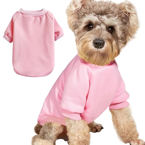 Image of Soft Puppy Sweater for Small Dogs Winter Knit Pullover, Pink XS | Elastic Cuffs Pet Clothes, Holiday Party Matching, Fall Winter Daily Outfit, Soft Breathable Machine Washable Sweatshirt