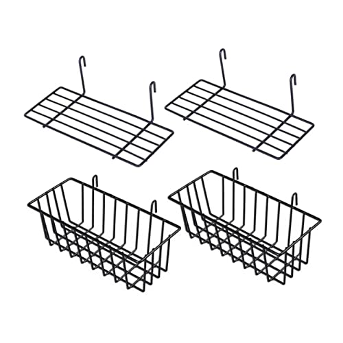 STOBAZA Iron Wall Storage Rack 4 Baskets Sturdy Metal No Water Accumulation Easy to Clean and Maintain
