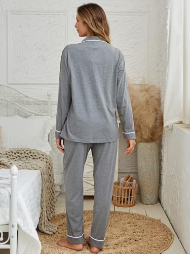 Image of Tugege Pajamas Set Long Sleeve Sleepwear Womens Button Down Nightwear Pj Sets