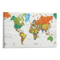 Amazon.co.jp: 世界地図 ポスター 世界全図 学習地図 キャンバス 印刷