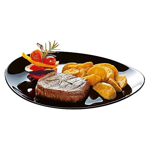 Luminarc Friends Time - Platos de cristal de ópalo para carne, pasta y pizza (6 unidades, color negro) Cover