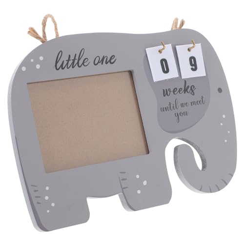 Hemoton Photo Frame Wooden Elephant Sonogram Picture Frame Milestone Month Photo Board Newborn Present