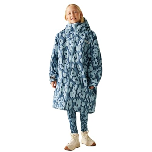 Regatta Kids Spirit Of Adventure Changing Robe - Storm Blue/Leopard Print - 5-9 Yrs