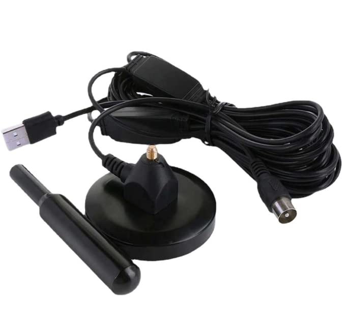 Riloer Antena telewizyjna, przenośna High-Definition DVB T zyskuje cyfrowy freeview, pasywna antena telewizyjna z przyłączem śrubowym F + IEC męski adapter złącza