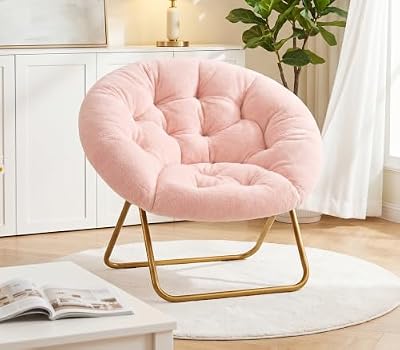 Cozy Saucer Chair, Padded Round Moon Lounge Chair for Bedroom Living Room