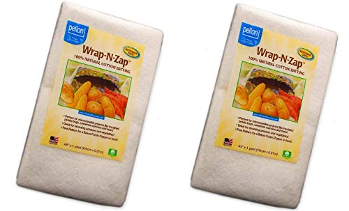 Pellon, Natural Wrap-N-Zap Cotton Quilt Batting, 45 by 36-Inch, 2 Pack