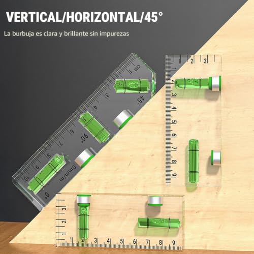 Miniatura 3 de Nivel Burbuja Pequeño Magnético, Nivel De Bolsillo Acrílico De Dos Vías Con 45 90 Burbuja De 180 Grados, Para Fontanería Canalones Y Baldosas Colgar Marcos De Cuadros 95x50x13mm