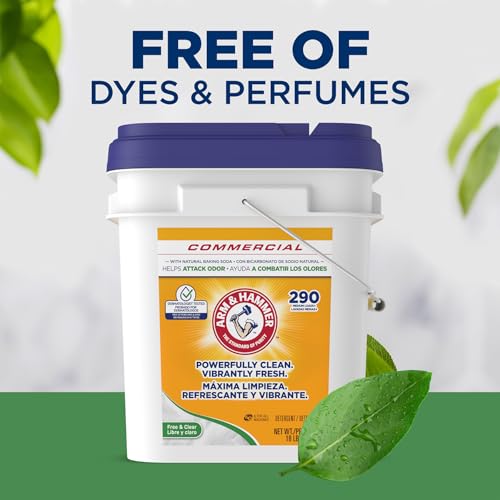 Image of Arm & Hammer Powder Laundry Detergent, Professional Soap for Washing Clothes, 290 Loads, Free and Clear, Bulk 18lb Pail