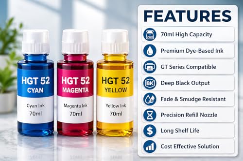 Image of ROHINK GT51 GT52 Ink Refill Dye Ink Compatible with HP Ink Tank 115, 310, 315, 319, 410, 415, 416, 419, 455, 500, 515, 530, 615, GT 5810, GT 5811, GT 5820 (HP Color Combo Pack 3)