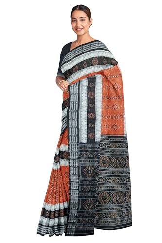 Image of Sambalpuri Cotton Saree of Odisha Ikkat Orissa Traditional Handloom Sari | Bomkai | Pata | Nuapatana | Sambalpuri Saree | Khandua Patta Sare | Without Blouse JH925