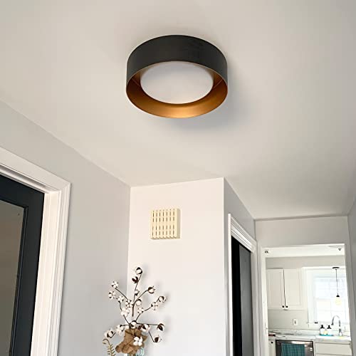 Autelo Led 14" Bedroom Ceiling Light 3000K Dimmable Flush Mount Ceiling Light Fixture With Frosted Glass Shade In Black Metal Finish For Living Room Kitchen Hallway C3336Xs Bk Led #TOP2