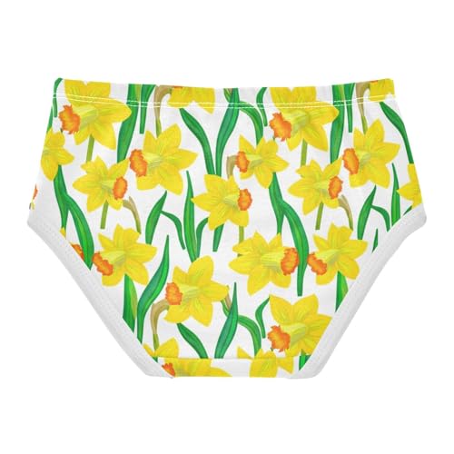 Yellow Daffodil Flowers Green Leaves Girls Underwear Toddlers 2t Cotton Girl Panties Cute Artistic Underpants Briefs2