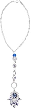 Evil Eye Hanging Ornament for Car Metal Hand with Evil Eye Charm Pendant with Pearl Decoration Key Ring Cute Pockets Pendant for Key Fob Car Rear View Mirror Window Car Door