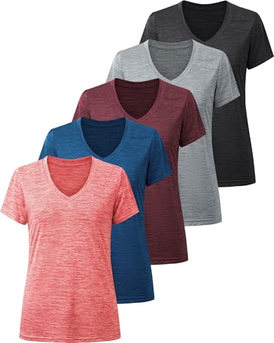Workout Shirts for Women Moisture Wicking Quick Dry Active Athletic Womens Gym Performance T Shirts