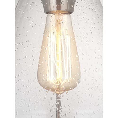 Progress Lighting Range Collection 1-Light Clear Seeded Glass Coastal Pendant Light Polished Nickel, 13.00x13.00x13.00 - Image 4