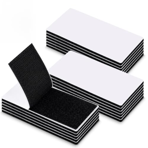 Image of 18 Sets - 2x4 inch Hook and Loop Tape Strips with Adhesive, Nylon, Black | Hook and Loop Self Sticky Double Sided Heavy Duty Strips, Sticky Back for Adhesive Tape for Home Office School & Crafting