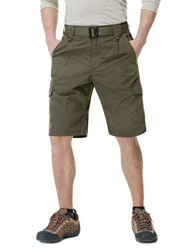 CQR Men's Quick Dry Stretch Hiking Cargo Shorts, Lightweight Water Resistant Tactical Casual, Golf & Outdoor with Pockets, Ripstop Tundra, 38