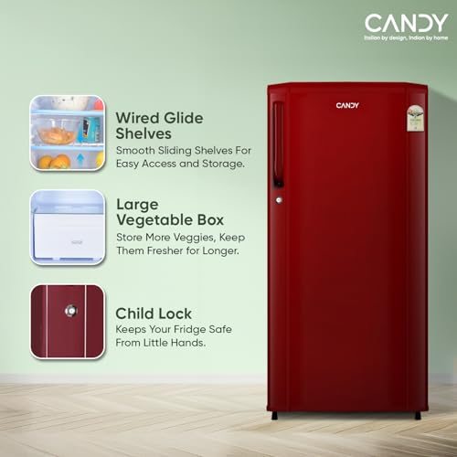 CANDY 165L 1 Star Direct Cool Single Door Refrigerator with Stabilizer free Operation (Red Mono, CSD1761RM) - Image 4