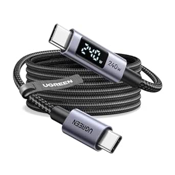 UGREEN 240W USB-C to USB-C Cable with Digital Display, PD3.1 Fast Charging Cable with 480Mbps Data Transfer and E-Marker Chip for iPhone 17/16/15/14/13, Galaxy S25/S24, MacBook, iPad Pro(3M) - Amazon Deal & Rabatt