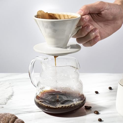 Gotejador de café de cerâmica V 60, máquina de café portátil de porcelana reutilizável, com papel de