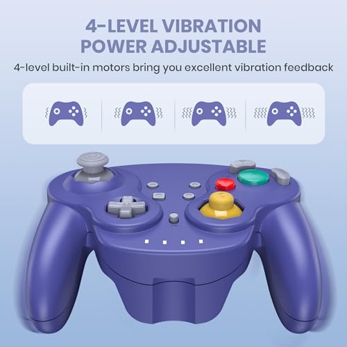 Image of 2 Pack Wireless GameCube Style Controller for Switch 1 & 2 / Lite / Switch Online, NGC Style Pro Controller Compatible with Windows PC, macOS - (Rechargeable) (Built-in Rumble) (NFC)- Indigo /Black