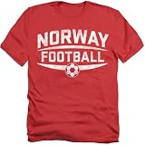 Popfunk Norway International Futbol Country Pride Vintage Soccer Ball Unisex Adult Heather T Shirt, Red Heather, X-Large