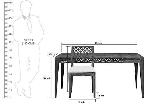 Image of SHRI MINTU'S ART Solid Sheesham Wood Dining Table 6 Seater | Six Seater Dinning Table with 6 Chairs for Home | Dining Room Sets for Kitchen & Restaurants | Chairs with Cushion | Rosewood, Walnut