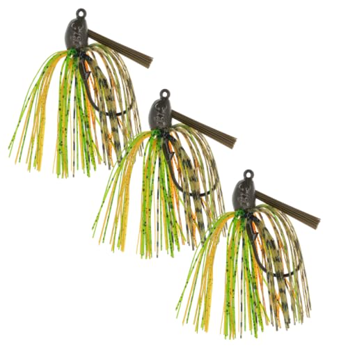 Reaction Tackle Swim Jig for Bass Fishing, Weedless Design with Silicone Skirt, Also Effective for Pike, Walleye and Muskie - 1/4 Oz Perch (3-Pack)
