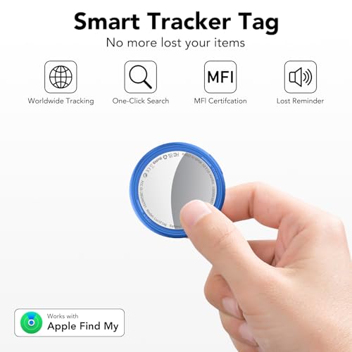 2026 New [Apple MFi Certified] (iOS Only) Tracker Tags-4 Pack, Bluetooth 5.3 GPS Tracker for Apple Find My, Replaceable Battery, 100dB Key Finder and Item Locator for Car, Keys, Luggage, Blue - Thumbnail 2