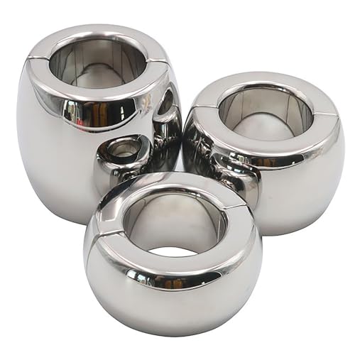 SHILISHAONV Anillo de herramienta de masaje de acero inoxidable de metal plateado extragrueso, magnético, longitud 30/40/60mm, aspecto elipsoidal,S