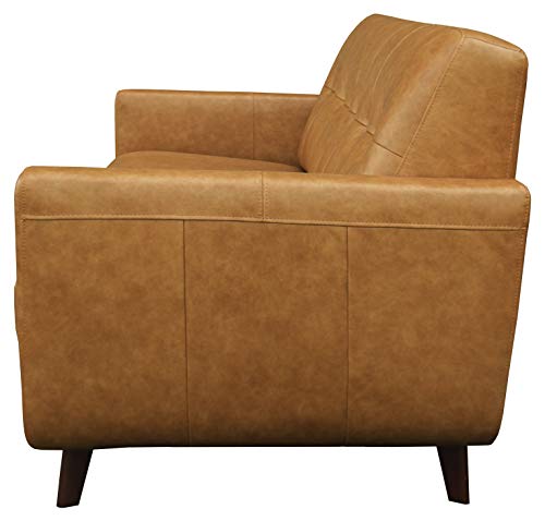 Amazon Brand - Rivet Sloane Mid Century Modern Sofa Couch, 79.9"W, Caramel Leather #TOP4
