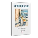Clairette De Die auf Maiolika-Fliese, Leinwandposter, Wandkunst, Dekordruck, Bild, Gemälde für Wohnzimmer, Schlafzimmer, Dekoration, 50 x 75 cm