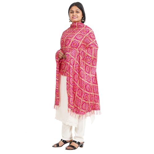 IGH Rajasthani Chinon Silk Dupatta Bandhej Print Dupatta 2.25 Meter Free Size Wedding Gift Return Gift4