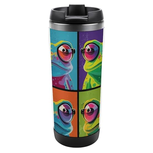 ステンレスボトル 赤目 木 カエル ポップアート 魔法瓶カップ 水筒 ウォーターボトル 真空断熱 タンブラー 大容量 広口 保温 保冷 直飲み 軽量 漏れ防止 携帯便利 かわいい アウトドア 通勤 通学 贈り物