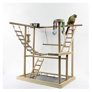 Vogelspeelgoed 48 * 33 * 53cm Houtpapegaai Speeltuin Vogel Paars met Ladders Feeder Parrot Bite Toys Bird Frame Stand…