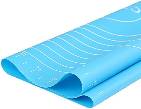 Silicone Baking Mat for Pastry Rolling Dough with Measurements - 19.7" x 15.7" BPA Free Non stick and Non Slip Blue Table Sheet Baking Supplies for Bake Pizza Cake