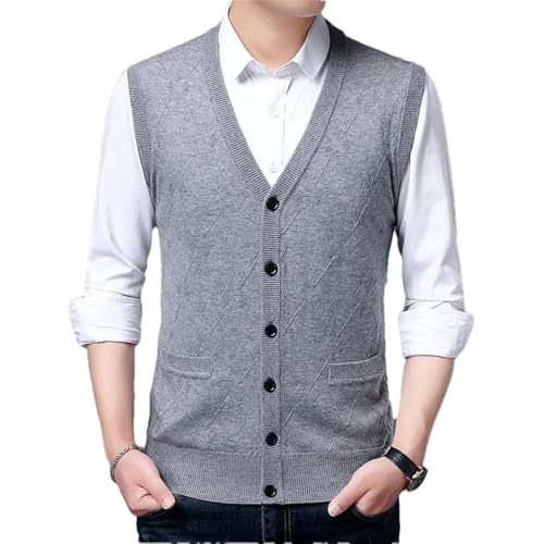 2024 Autumn Men's Knitted Sweater Vest Fashion Button Cardigan Vest Warm Casual Vest