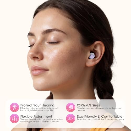 shejeison Adjustable High Fidelity Concert Ear Plugs, Hearing Protection