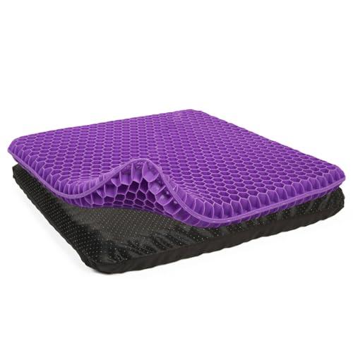 Purple Gel Seat Cushion, 19.7" Extra Large Double Thick Chair Cushions For Office Chair, Wheelchair, Car Seat, Couch, Stadium Seat Cushion For Tailbon