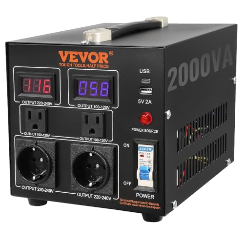 VEVOR Convertitore di Tensione Step Up/Down Portatile 110V-220V / 220V-110V