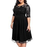 Pinup Fashion Plus Size Lace Chiffon Wedding Guest Dresses Women Cocktail Party Midi Dress