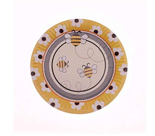 HYTGF Vaisselle jetable Ensemble Écologique 10 pcs Papillon Abeille thème fête d'anniversaire décoration bébé Douche fête Fournitures jetables Assiette Tasse Serviettes de Table A Cover