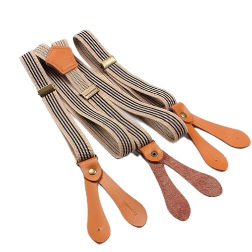 Tirantes para hombre con terminaciones de cuero correas elásticas de sastrería tradicional