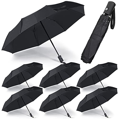 6 Stück Reise-Regenschirm, kompakt, winddicht, automatische Regenschirme, tragbarer Rucksack, Auto-Geldbörse, Regenschirme für Regen, mit Dankeskarte und Seil für Männer und Frauen Cover