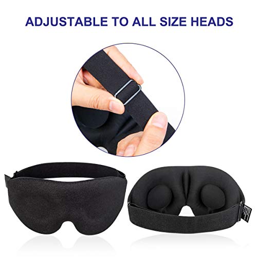 Sleep Mask for Women Men Sleeping, 3D Contoured Cup Blindfold Concave Molded Night Eye Mask Block Out Light, Soft Comfort Adjustable Eye Shade Create Total Darkness for Travel, Naps, Yoga, Meditation